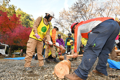 「丸太ベンチ」作成
