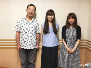 「スワラジ」収録スタジオで、左からボク、こだまさおりさん、夏怜さん