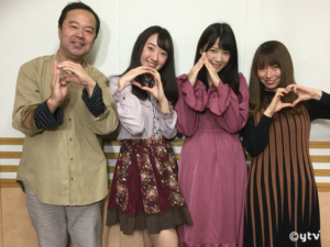 スワラジ収録スタジオにて、左からボク、堤さん、広瀬さん、夏怜さん