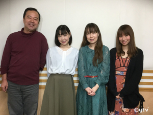 スワラジ収録スタジオにて、左からボク、鈴木さん、西口さん、夏怜さん