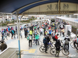勝浦駅のサイクリング出発地点の様子。