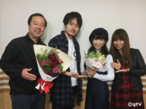 「スワラジ」収録スタジオで。左からボク、林原さん、松井さん、夏怜さん。