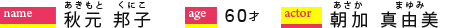 秋元邦子／60才／朝加真由美